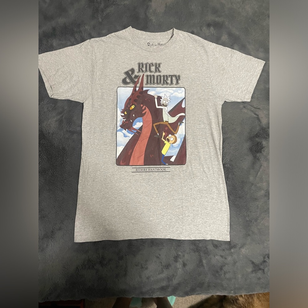 Rick & Morty Dragon Gray Graphic T-Shirt